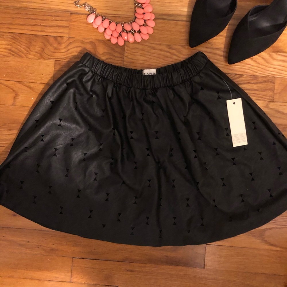 Leather cutout design skater skirt